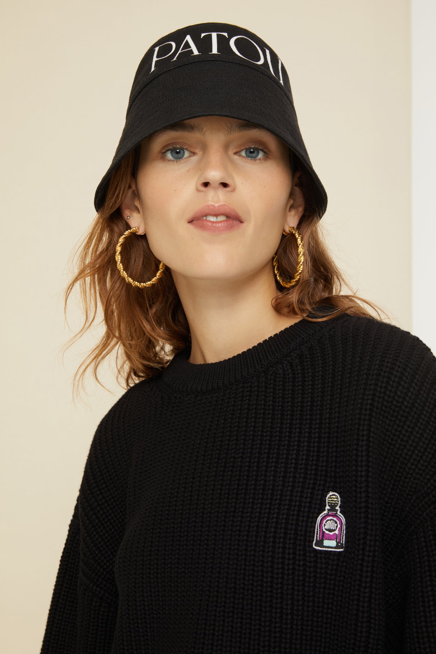 Patou | Fragrance patch jumper in eco-friendly wool and cotton