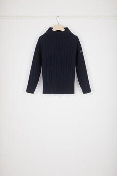 Wide rib knit jumper in wool and cashmere