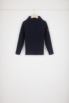 Wide rib knit jumper in wool and cashmere