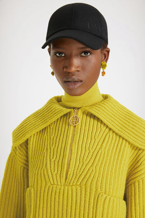 Maglione in lana a costine con zip