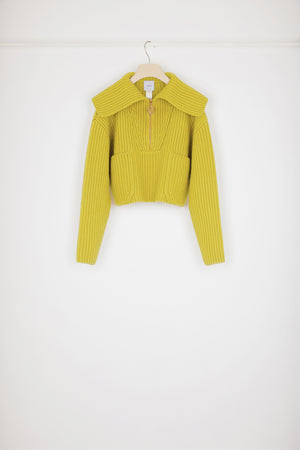 Maglione in lana a costine con zip