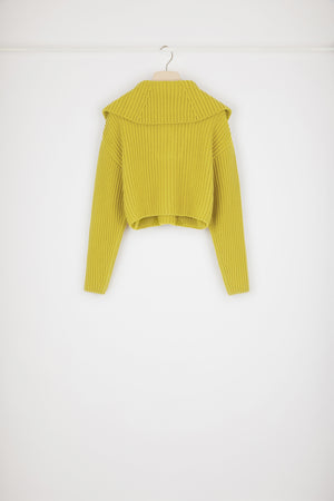 Maglione in lana a costine con zip