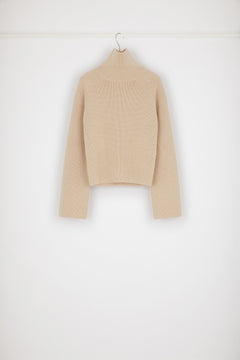 Rib knit turtleneck jumper in Merino wool