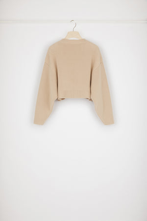 Maglione corto in lana a costine