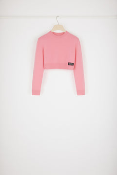 Cropped jumper in wool and cashmere