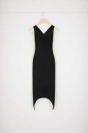 Curve hem knit dress in wool blend