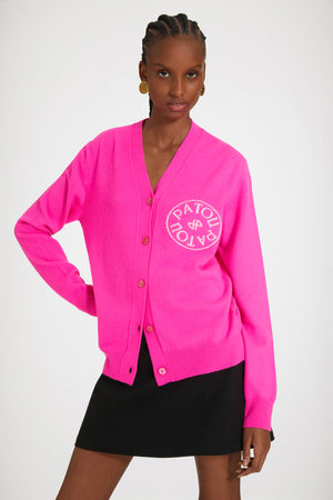 Patou stamp cardigan in wool and cashmere