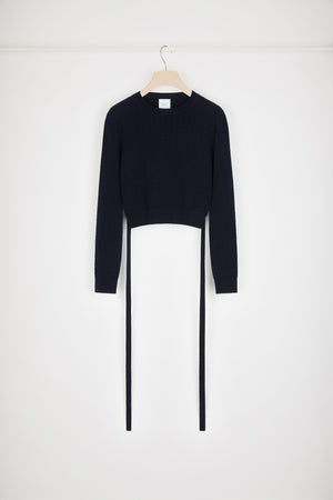 Pull à dos ouvert en laine et cachemire