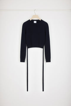 Open-back jumper in wool and cashmere
