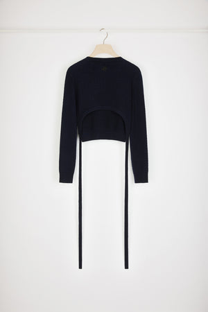 Pull à dos ouvert en laine et cachemire