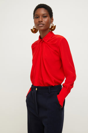 Draped silk blouse
