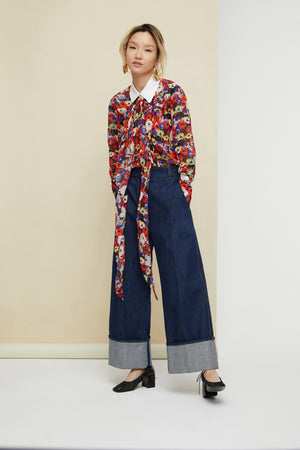 Blusa drappeggiata in seta