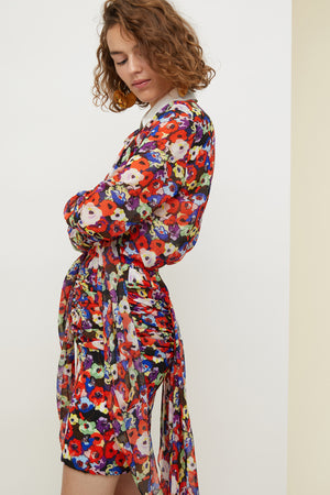 Blusa drappeggiata in seta