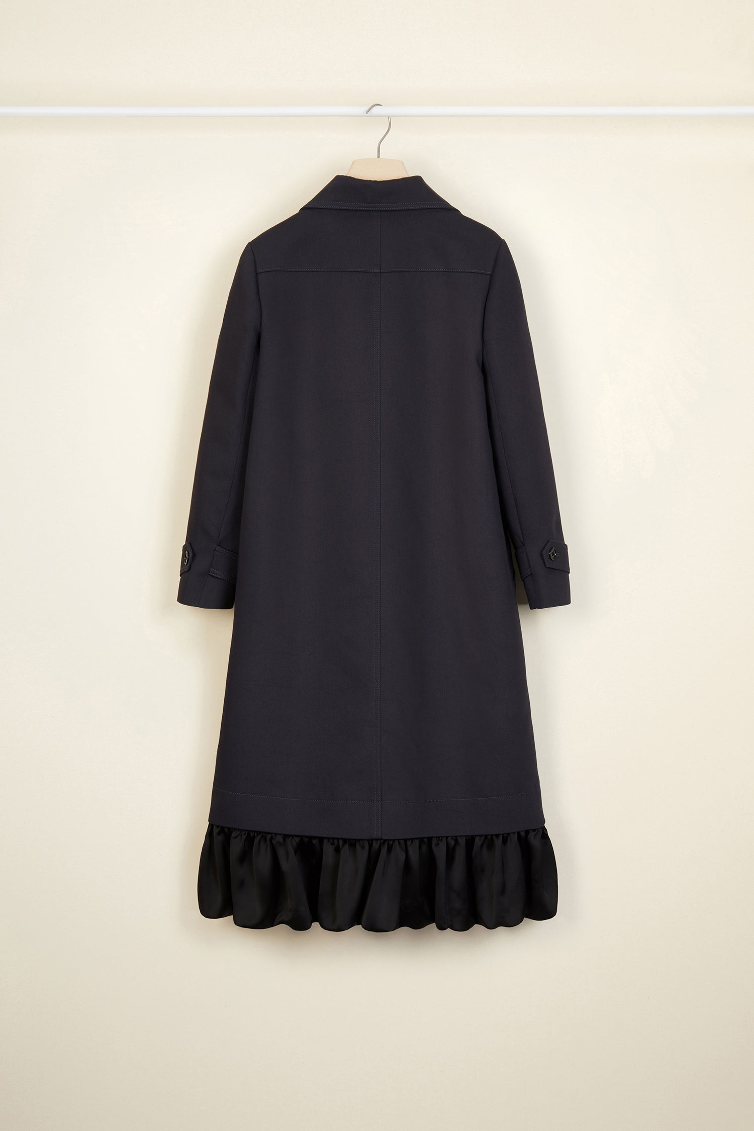 Patou - Ruffle hem gabardine coat - Storm - No frills? No thank you!Storm cotton gabardine overcoat. Straight silhouette, raglan sleeves. Button fastening. Two side pockets. Buttoned tabs on the cuffs. Detachable ruffle hem.