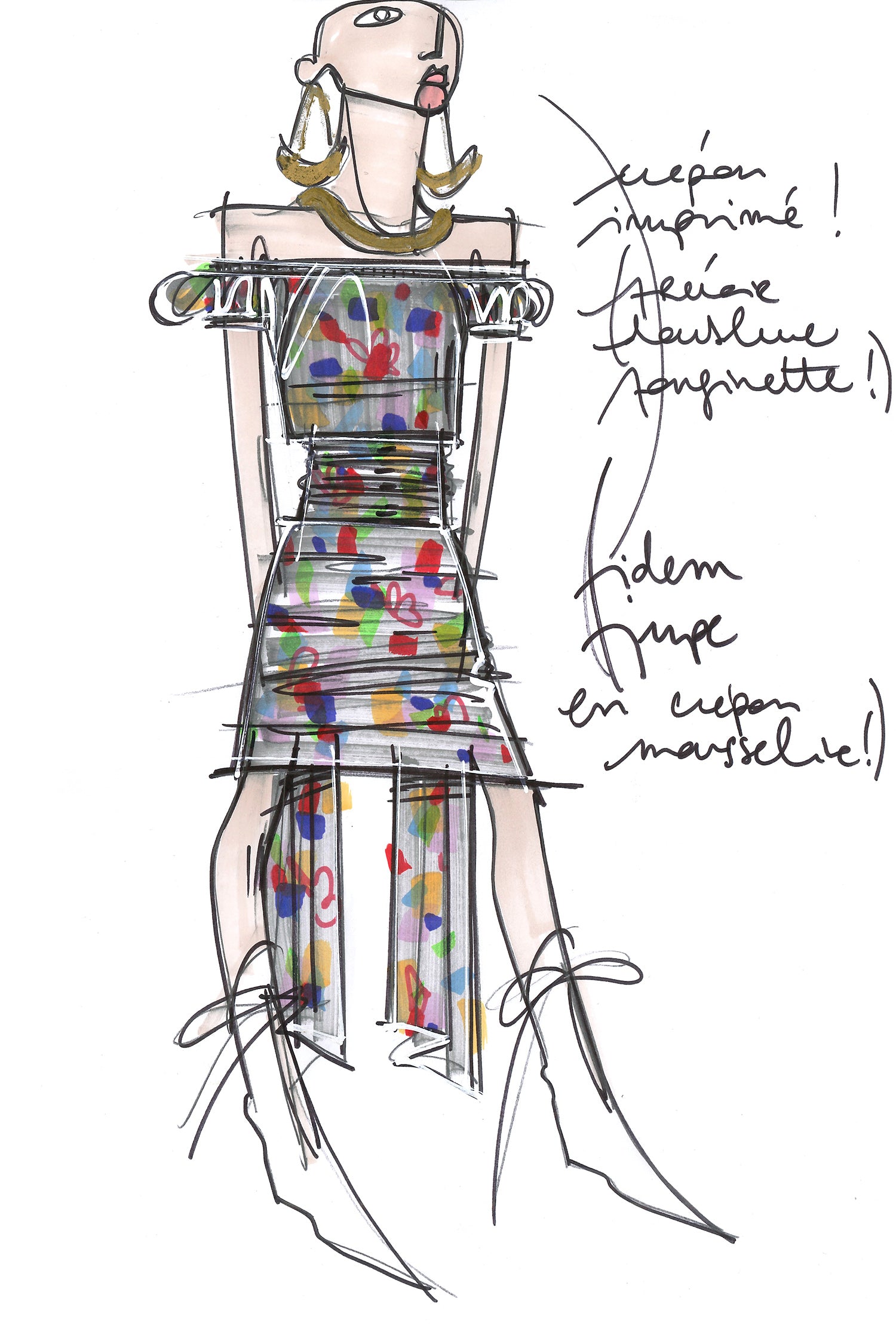 Patou - Vestito drappeggiato con spalle scoperte - A Thousand Flowers Bloom Print - I giochi di drappeggio scoprono le spalle.Vestito in georgette di seta con stampa floreale &amp;quot;A Thousand Flowers Bloom&amp;quot; . Collo elasticizzato disegnato per scoprire le spalle. Pannello drappeggiato sul retro che sottolinea la vita. Gonna corta con dettagli di ruche. Chiusura con cerniera sul retro. Fodera stampata per creare giochi di sovrapposizione.