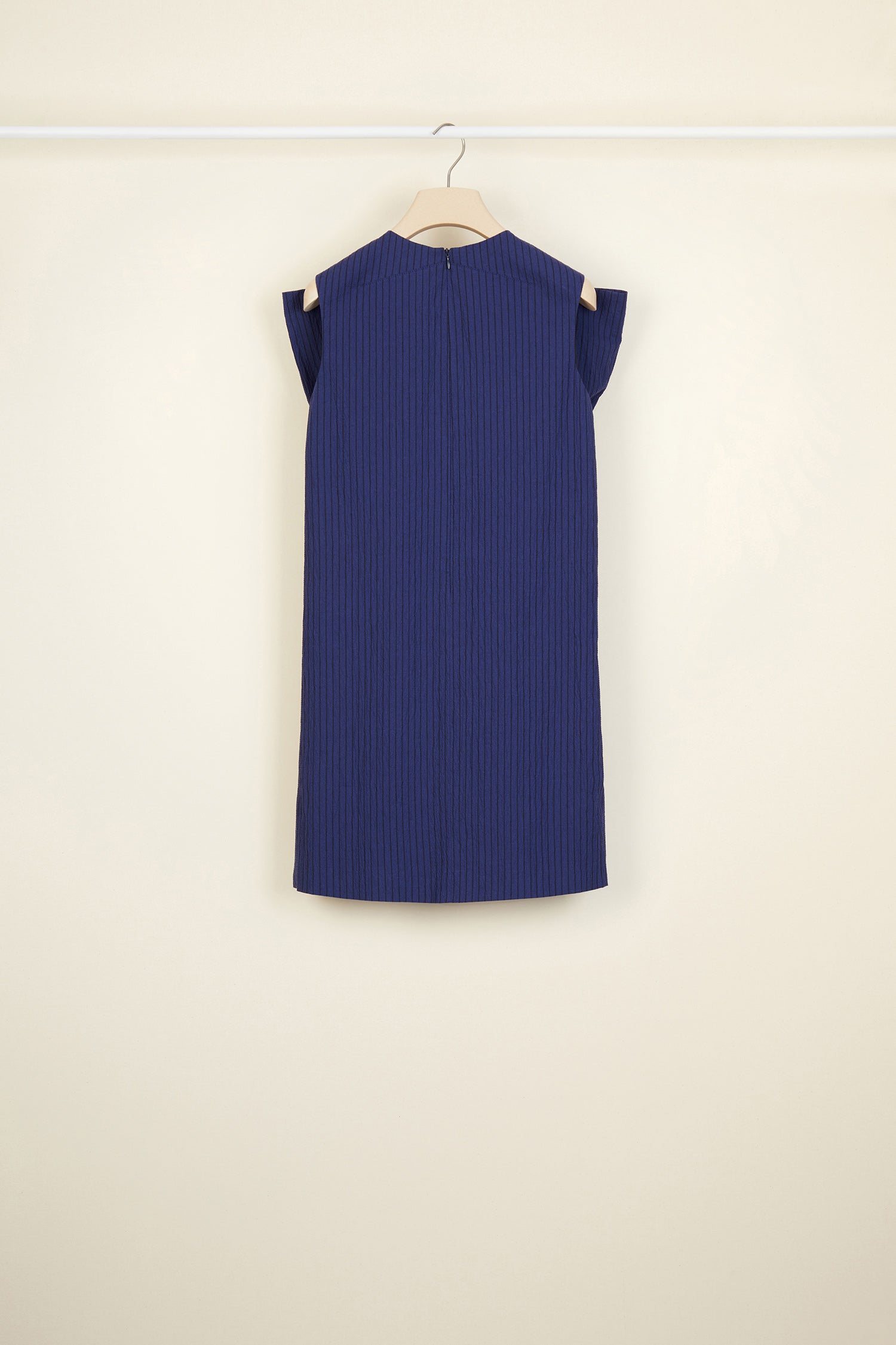 Patou - Oversized bow seersucker mini dress - Persian Blue - It all begins with a bow.Persian Blue seersucker sleeveless mini dress. Oversized bow at the front. Zip fastening at the back.