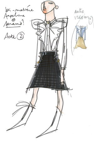 Vestito bicolore con scollo a fiocco