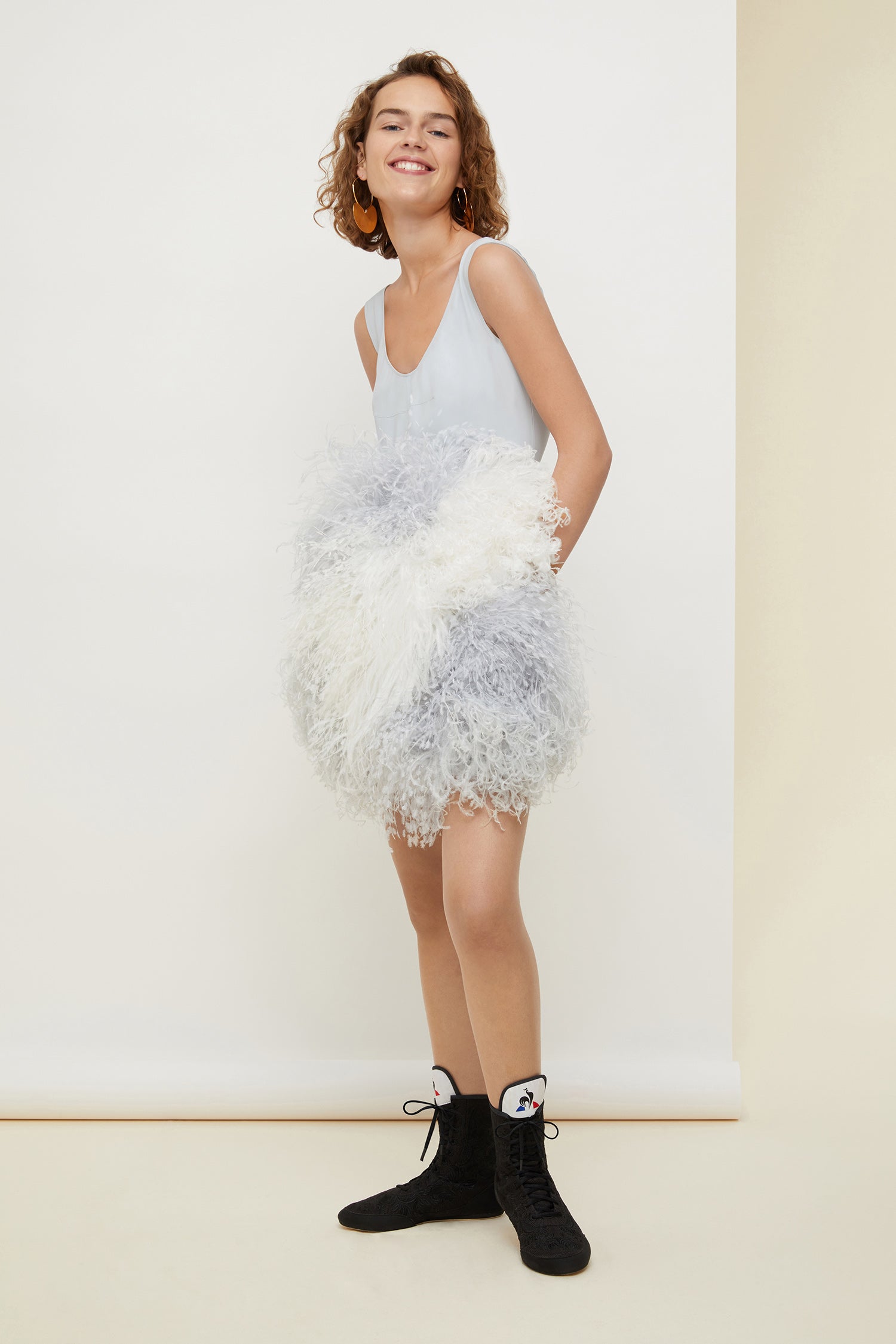 Patou - Feather-embellished dress - Thousands Of Feathers Print - The unparalleled lightness of feathers.Silk blend dress embellished with ostrich feathers all over the front of the skirt. Zip fastening at the back.