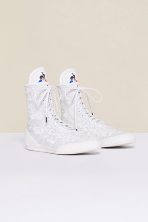 Embroidered high-top trainers - White