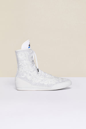 Embroidered high-top trainers - White