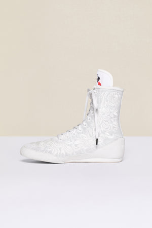 Embroidered high-top trainers - White