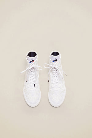 Embroidered high-top trainers - White