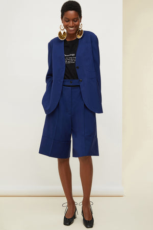 Collarless summer wool jacket