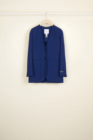 Collarless summer wool jacket