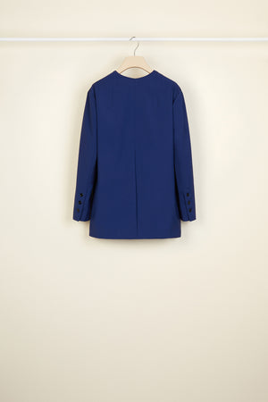 Collarless summer wool jacket