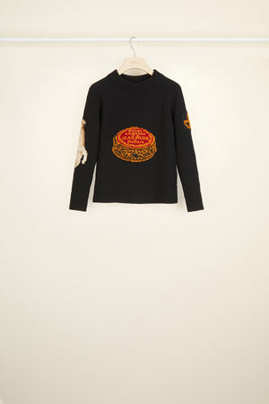 Archive embroidered jacquard wool jumper