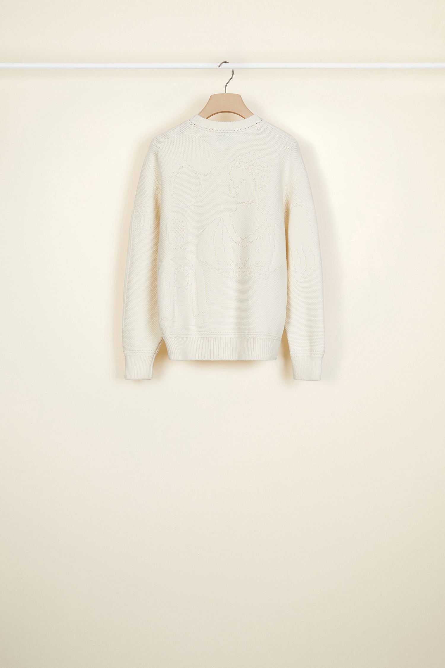 Patou - 3D wool jumper - Cream - Playing on relief.Cream Merino wool jumper with 3D motifs inspired by the Patou archive. Round neckline.