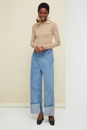 Pull en laine et soie à découpes dos