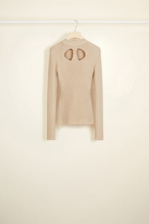 Pull en laine et soie à découpes dos