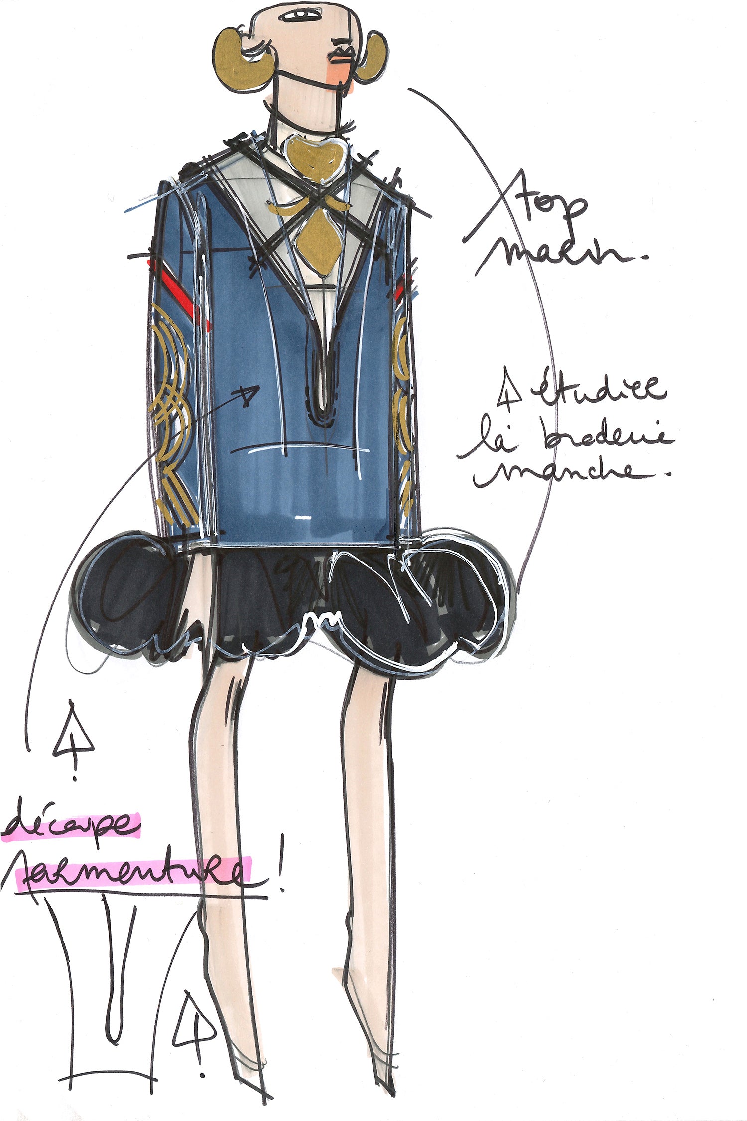 Patou - Matrosenhemd aus Bio-Denim - Blueberry - Denim auf hoher See.Hell gewaschenes Bio-Jeanshemd. Vom Nautik-Thema der Kollektion inspiriert. Matrosenkragen mit tiefem V-Ausschnitt und einem nicht abnehmbaren Knopfriegel vorne sowie dem typischen Tuch hinten. Ausgestellt mit Seitenschlitzen. Kontrastierende Nähte.