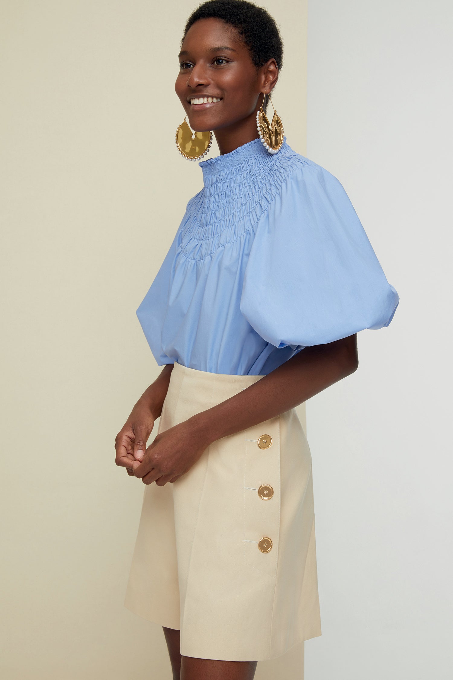 Patou | High-waisted cotton shorts (colour: vanilla cream
