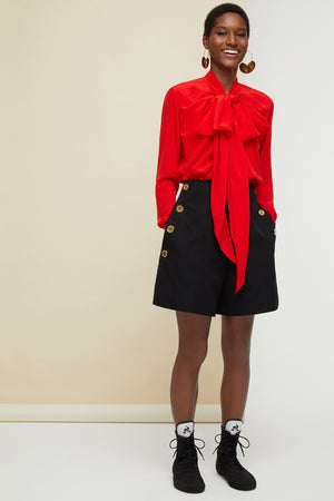 Short en coton à taille haute