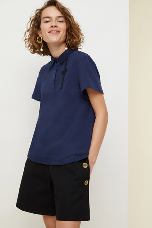 Short en coton à taille haute