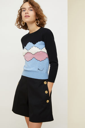 Short en coton à taille haute