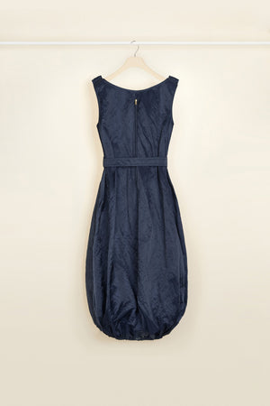 Bubble hem dress in metal satin
