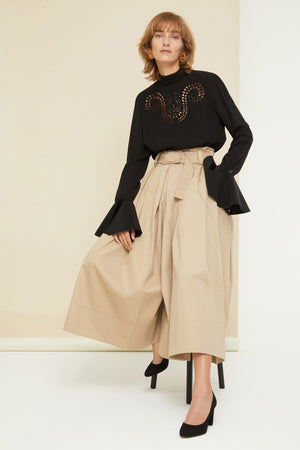 Cotton gabardine culottes in organic cotton