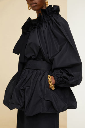 Mini bloomer belted skirt in eco-friendly faille