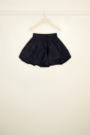Mini bloomer belted skirt in eco-friendly faille