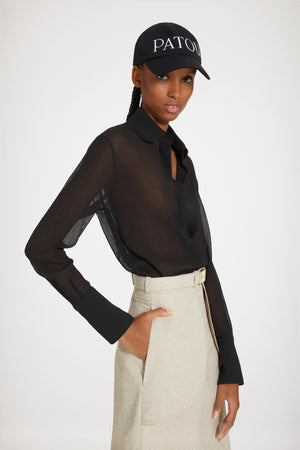 Pocket midi skirt in organic cotton jacquard