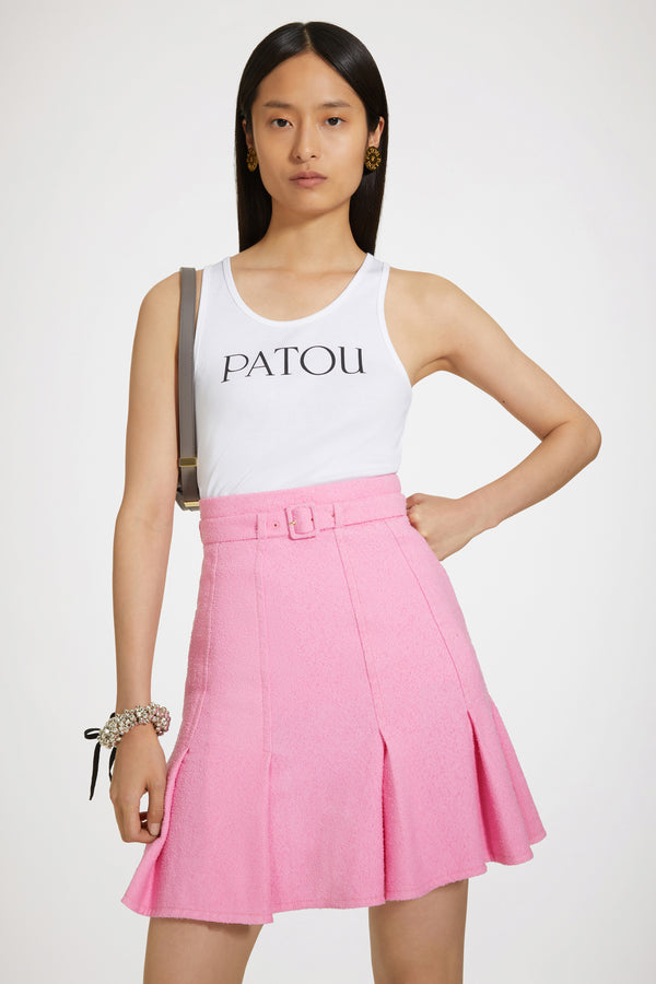 Patou - コットン混紡ツイード製 ハイウエスト プリーツスカート