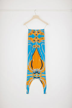 伸縮性のあるプリント入りオーガニックシアサッカー製 ミディ丈カーブスカート
