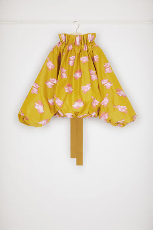 Top in faglia floreale con maniche a palloncino