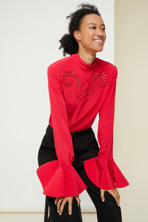 Top in seta ricamato