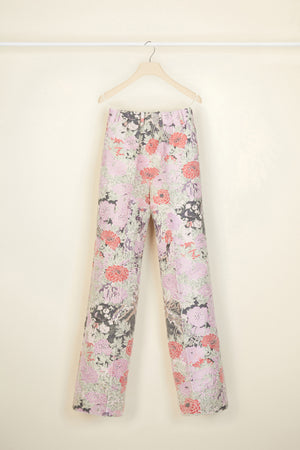 Straight-legged trousers in cotton jacquard