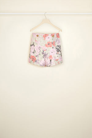 High-waisted cotton jacquard shorts