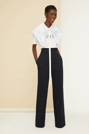 Long tailored trousers in organic cotton